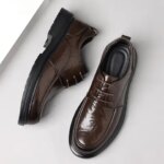 Mens Comfortable Genuine Leather British Thick-soled Business Leather Shoes for Spring New Lace-up Oxford Shoes 2026 (New)