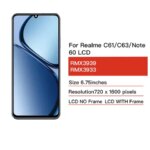 Note 60 RMX3933 Display Screen Realme C61 RMX3939 LCD Display Touch Screen Digitizer C63 4G Display Replacement (New)