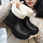 High Quality Rain Boots Women Waterproof Womens Shoes Warm Fur Walking Platform Boots for Women Botas De Agua Para Mujer Adulta (New)