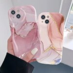 Pink Marble Pattern Phone Case iPhone 17 16 15 14 11 12 13 Pro Max Plus Mini 16E 17E 17 Air Shockproof Wave Frame Soft Cover (New)
