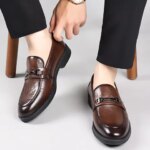 fashionMens Slip-On Business Loafers High Quality Leather Shoes Gentleman Outdoor Shoes Office Shoes Leisure Ripe-Young (New)