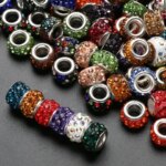 20Pcs Acrylic Big Hole Beads Flat Round Colorful Rhinestone Spacer Beads For DIY Necklace Bracelet Jewelry Making Accessory (New)