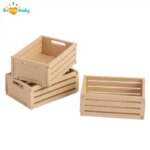 3pcs Dollhouse Miniature Basket Wooden Vegetable Storage Box for 1/12 Scale Doll House Decorations (New)
