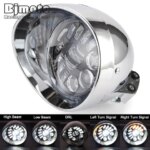 Motorcycle LED Bullet Motorcycle 5.75 inch Headlight For Harley Honda Touring Bobber Chopper Custom Cafe Racer applications (New)