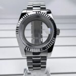 39mm NH35 Case DJ Bezel Stainless Steel President Bracelet Sapphire Glass Seik Mod Parts Fit NH35 NH36 Movement Watch Case (New)