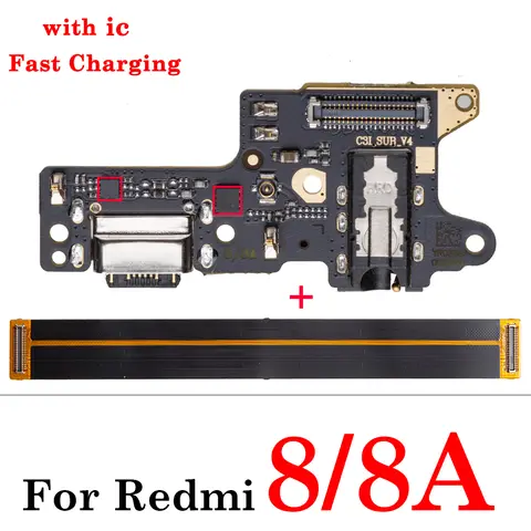 Sfc5bb5503e844b25b486c70d3735c27do_480x480q75 1set USB Charging Port Support Fast Quick Dock Charge Board + Mother Mian Board Flex Cable Xiaomi Redmi 8 8A Note 8 Pro 8T (New) - Image 1