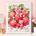 9CT 11CT Strawberry Bear Embroidery DIY Chinese Style Printed Kits Cross Stitch Thread Needlework Sets Home Crafts 50 Colors (New)