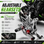 CNC Aluminum Adjustable Racing Rearset Footrest For Kawasaki Z1000 2010-2017 Z1000R 2017-2022 Motorcycle Rear Set Accessories (New)