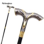 Golden Black Flowing Lines Luxury Fashion Cosplay Walking Stick Party Decorative Cane Elegant Crosier Knob Walking Stick 92cm (New)