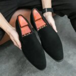Dress Shoes Spring Italian Designer Brand Suede Leather Business Office Mens Brown Nightclub Party Loafers Drop Delivery Dhp8Q (New)
