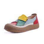 2025 New arrival Colorful Leather Flats Woman Casual Slip-on Leather Sneakers Ladies Comfort Walking Moccasins Female Loafers (New)