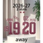 Patch with logo from the Spanish Football Match Away Team Name LAMINE YAM2AL Number PED3RI Collection 2026 football world 2026 (New)