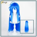 In Stock Anime Izumi Konata Synthetic Hair Long 90cm Blue Cosplay Anime Wig Heat Resistant Hair Halloween Party Wigs + A Wig Cap (New)