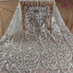 La Belleza fashion bridal lace long patterns lace fabric ivory beading wedding dress lace fabric 43 width 1 yard (New)