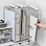Acrylic Transparent Desktop Paper Storage Box A4 File Document Organizer – Dust Proof Card Holder Case (New)