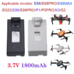Drone Battery 3.7V 1800mAh RC Drone Battery Rechargeable for E88, E88 PRO, E99 PRO, K3, E525 PRO Uav Drone Battery