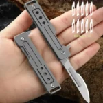 EDC Titanium Alloy Folding Knife with 10 Replaceable Blades for Outdoor Adventures (New)