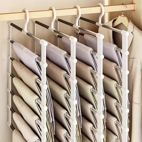 foldable-multi-tier-trouser-rack-wardrobe-storage-organizer-space-saving-hanger-for-home-bedroom-closet-and-retail-display-rmb-14-weight-138-gm-1-600x600 Foldable Multi-Tier Trouser Rack Space Saving Hanger for Closet Storage (New) - Image 1