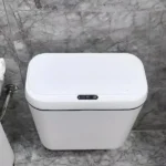 Motion Sensor Slim Trash Can Waterproof, Magnetic Soft-Close Auto Bin with Detachable Base for Kitchen and Small Bathroom Space (New)