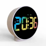 Round Alarm Clock with Snooze Calendar 12/24H Week Digital LED Tables Clock (New)