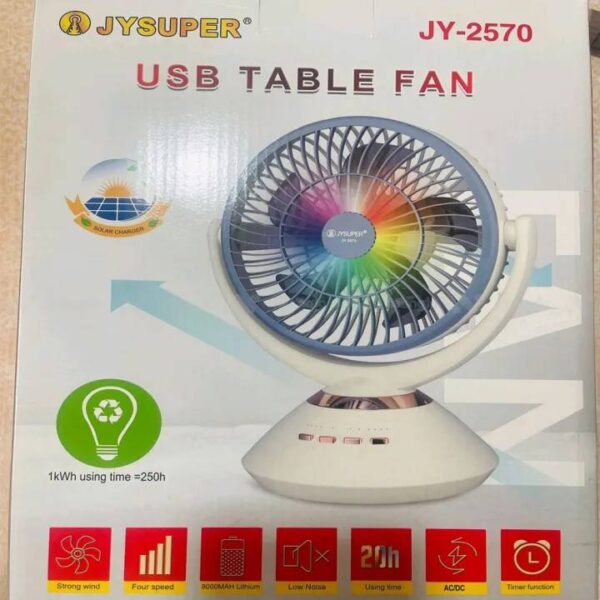 Joy Super JY-2570 Professional 6 Battery Rechargeable Portable Table Fan