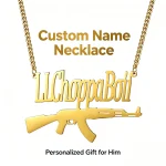 Customized Name GunShaped Necklace HipHop Personalized Neck Chain Men's (New)