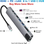Hub USB C Type 31 USB C Hub 8 (New)