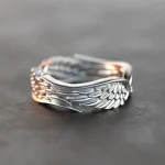Huitan Simple Stylish Women Wings Rings Metal Silver Plated (New)