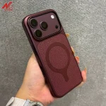 Business Leather Magnetic  Magsafe Case  iPhone 18 17Pro Max Plated Bumper Solid Color Shockproof Phone Cover  (New)