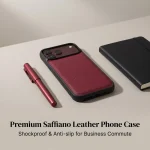 IPhone 18 Case 17 Pro Max Saffiano PU Leather Phone Case Shockproof Anti‑Fingerprint TPU Frame Luxury Protective Cover  iPhone 17 18 Pro Max  (New)
