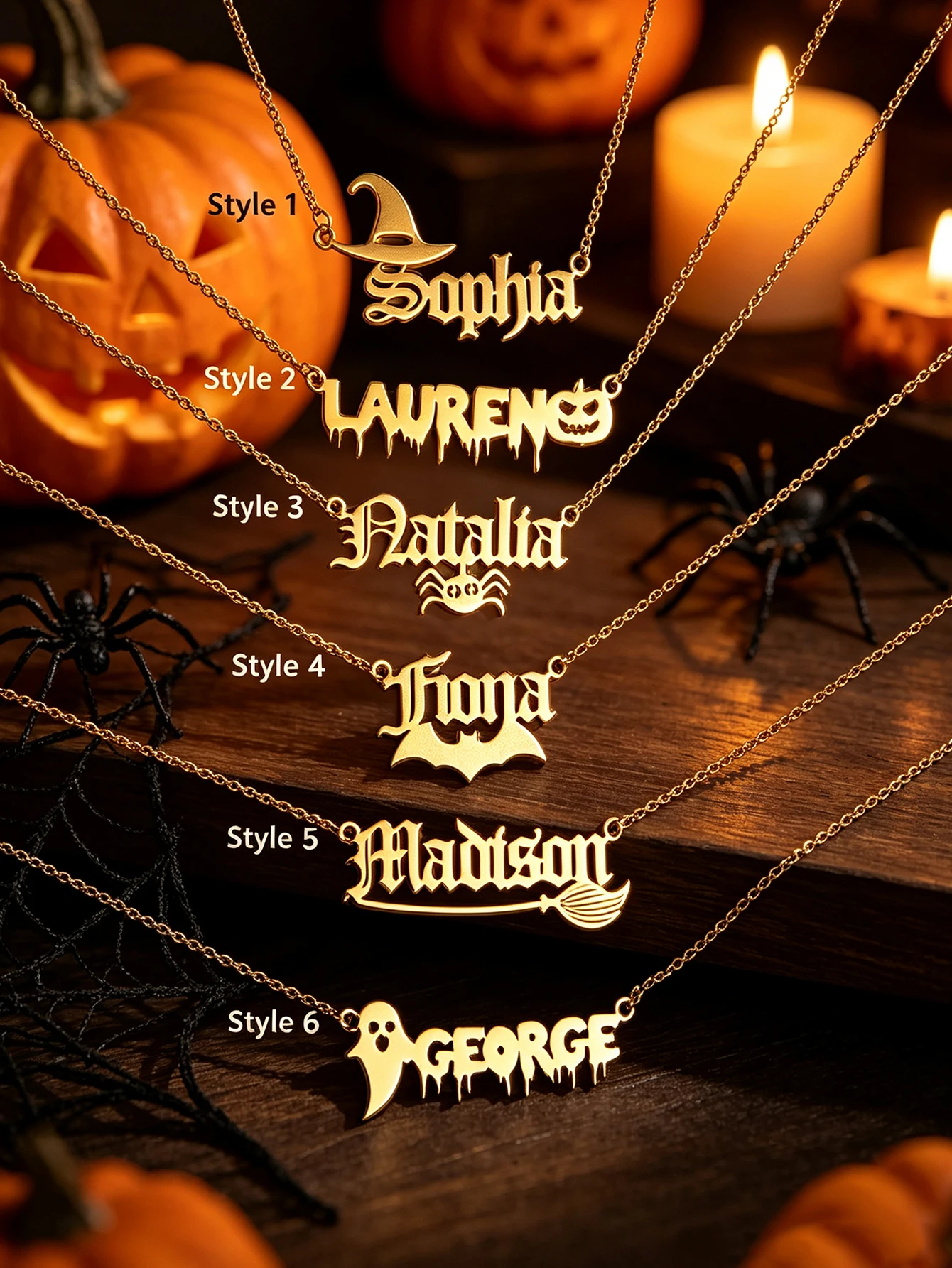 S09346b7c650a4dcbb5110b3d1c20aa8fs.webp 1 DIY Halloween custom women's name necklace length 45 (New) - Image 1