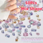 50Pcs/Bag 5A Mini Zircon Nail Art Charms Sparkle Mix (New)