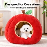 Christmas Red Apple Shaped Pet Bed Warm Winter Cat (New)