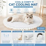 Round Ruffled Ice Silk Cooling Pet Mat Summer Breathable (New)