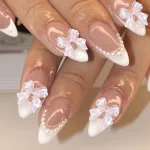 ARTAUG 24PCS Medium Press On Nails Stiletto Pink Bowknot (New)