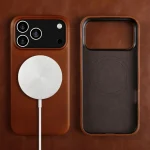 Iphone 18 Case Leather  Vintage Oil Wax Full Covered Genuine Leather Case  Iphone 18 Pro Max 17 Magsafe Magnetic Phone Cover Cases  (New)