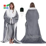Wearable Heated Blanket with Foot Pockets Electric Wearable Throw (New)