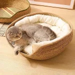 Woven Cat Nest Cat Bed Straw Nest Woven Pet (New)