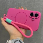 Original Liquid Silicone  Magsafe Case  iPhone 18 17Pro Max Soft Shockproof Lanyard Strap Magnetic Cover  (New)