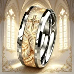 Fashion Men's Stainless Steel Cross Angel Wings Lord's Prayer (New)