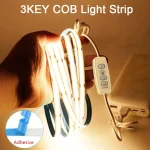 5V USB COB Led Strip Lights with 3key Dimmer (New)