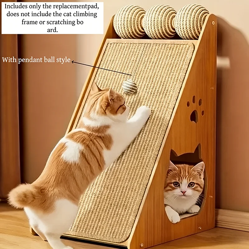 S37cc0f8c2b044be88386042c78d25b64Z.webp Sturdy Vertical Cat Scratching Pad Beige with Hanging Ball (New) - Image 1