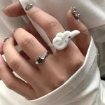 Rhinestone Angel Wings Star Ring Set Cute Personality Niche (New)