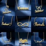Personalized Custom Name Necklace Stainless Steel Gold Tone MultiShape (New)