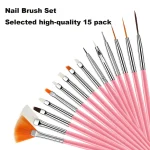 Art AcrylicWatercolorNail Brush 15pcs Fine Detail Paint Brush Set (New)