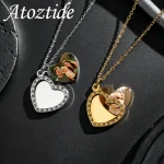 Atoztide Personalized Rotatable Heart Necklaces Engrave Name UV Color (New)