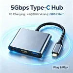 3‑in‑1 USB‑C Multiport Adapter 4K@30Hz HDMI Output 5Gbps USB‑A (New)
