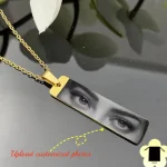 Customized Eye Photo Rectangular Pendant Necklace Stainless Steel Personalized (New)