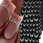Reflective Glitter French Nail Art Stickers Sparkly Gold Silver (New)