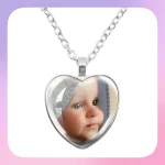 Custom Photo Personalized MotherFather Baby Family Photo 25mm Heart (New)